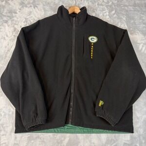 Vintage 90s Green Bay Packers Reversible Jacket Men XL Black Fleece Pro Player